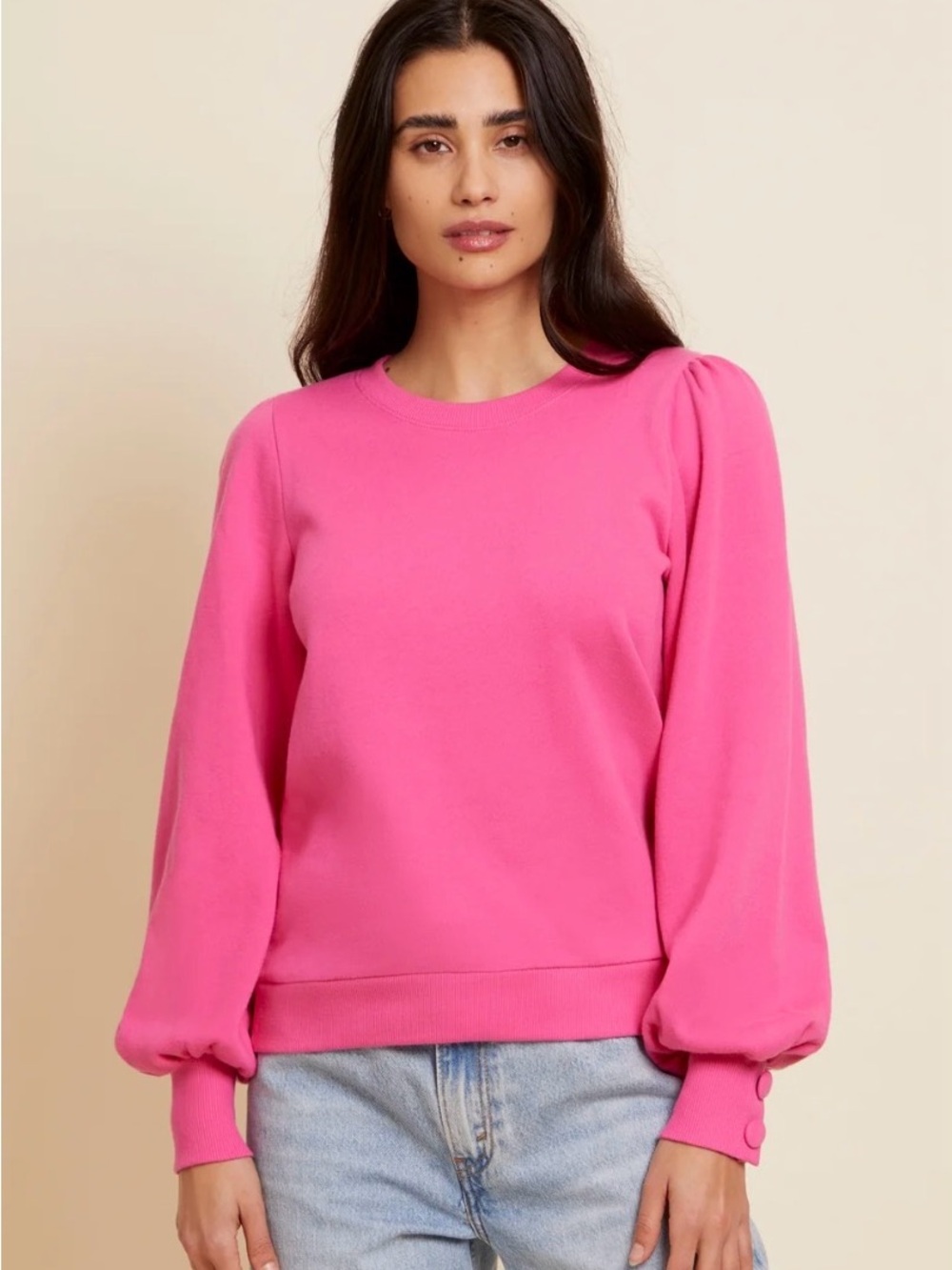 Nation LTD Sunny Puff Sleeve Crew Sweatshirt in Girl Crush